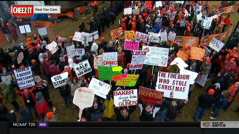 Illustration for article titled Stoops Rhymes With Poops: Your Stillwater College GameDay Sign Roundup